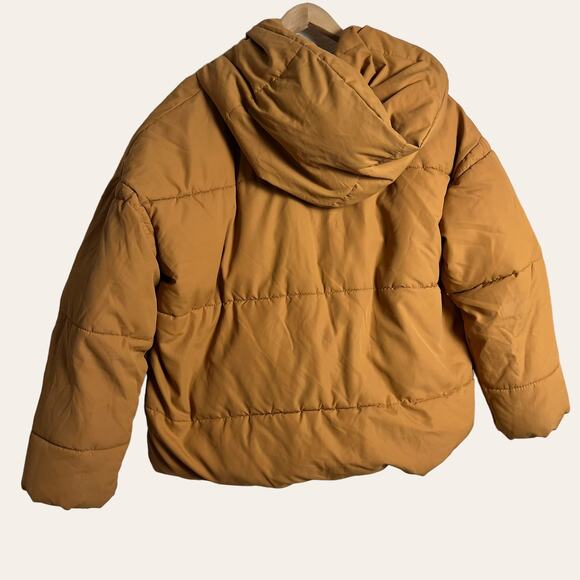 H&M Padded Camel Tan Hooded Puffer Jacket Size 8 - Picture 4 of 7